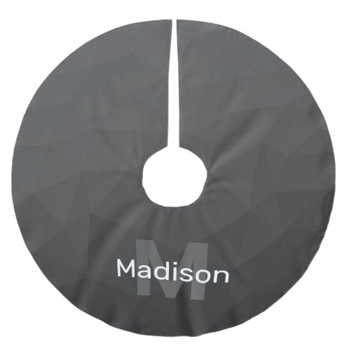 Dark gray gradient geometric mesh Monogram Brushed Polyester Tree Skirt