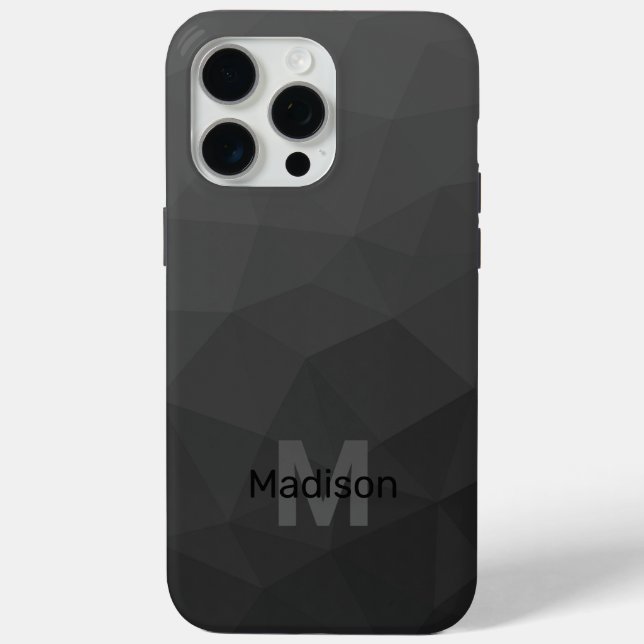 Dark gray gradient geometric mesh Monogram Case-Mate iPhone Case (Back)