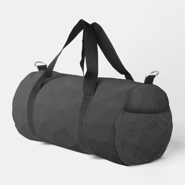Dark Gray gradient geometric mesh pattern Duffle Bag (Right Corner)