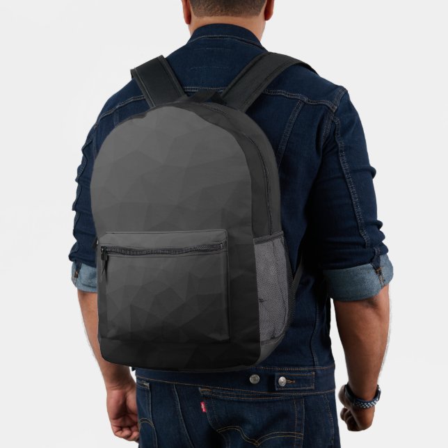 Dark gray Gradient Geometric Mesh Pattern Printed Backpack (Insitu (Model))
