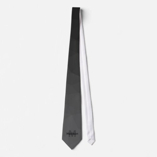 Dark gray gradient geometry mesh pattern Monogram Neck Tie