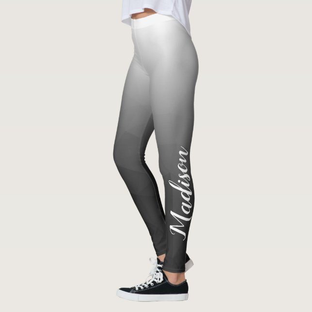 Dark gray Gradient Geometry Mesh Pattern Name Leggings (Left)