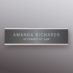 Dark gray gradient name and title door sign