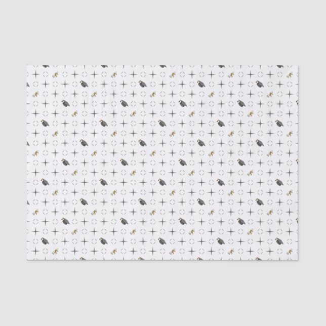 Dark Gray Graduation Caps and Diploma Pattern Tissue Paper (Front)