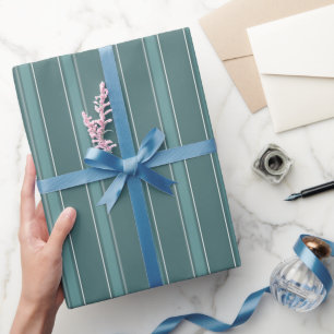 Dark Gray Green & Gray Green Stripes Wrapping Paper