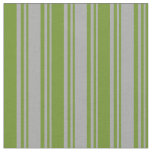 [ Thumbnail: Dark Gray & Green Pattern of Stripes Fabric ]