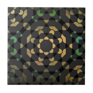 Dark Gray Green Yellow Moroccan Mosaic Geometric Ceramic Tile
