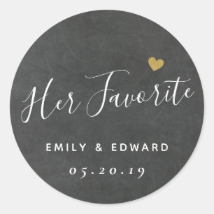 Dark Gray Her Favorite Wedding Favor Classic Round Sticker