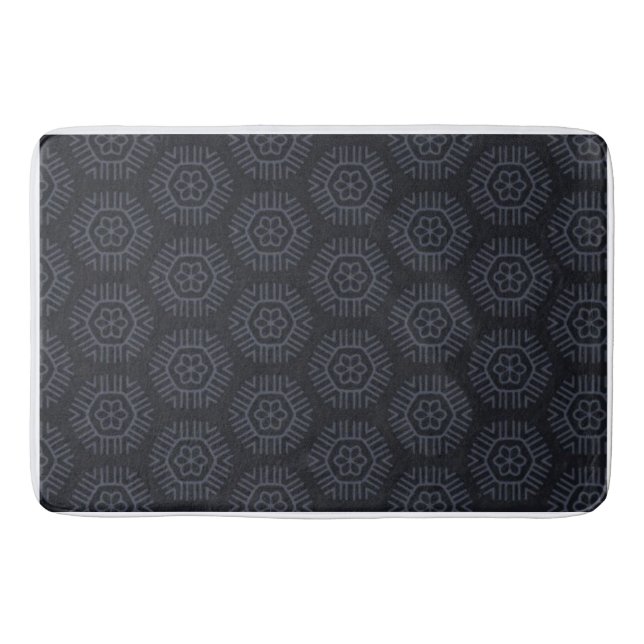 Dark gray hexagonal slightly darker gray backgrond bath mat (Front)