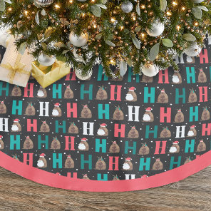 Dark Gray Ho Ho Ho Armadillo Brushed Polyester Tree Skirt