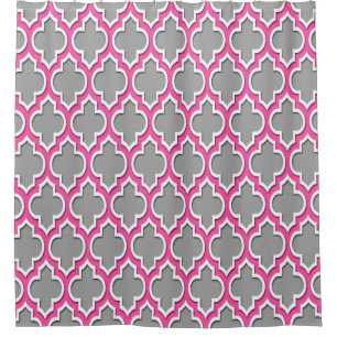 Dark Gray Hot Pink White XL Moroccan #4DS Shower Curtain