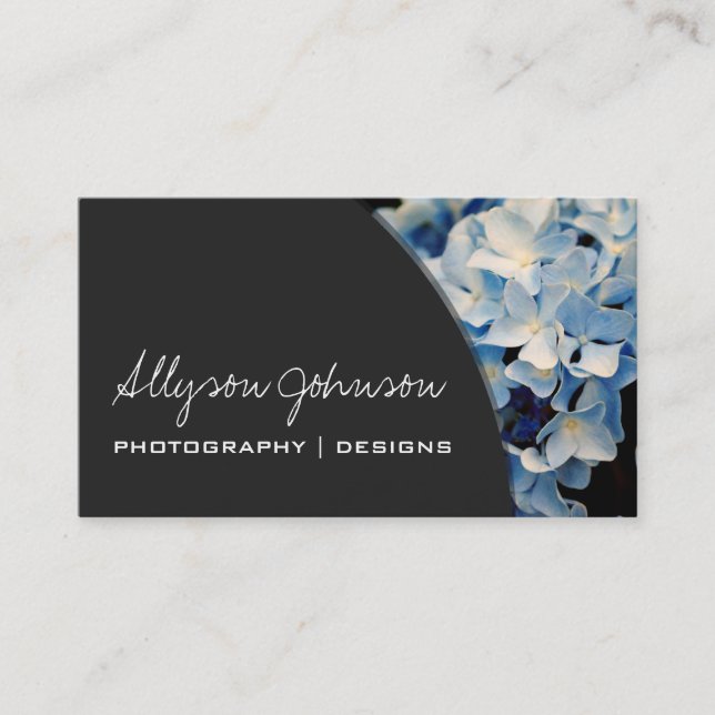 Dark Gray & Hydrangea Business Cards (Front)