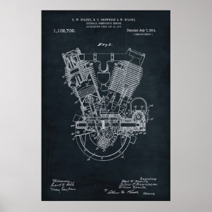 Dark Gray   Internal Combustion Engine Patent Poster