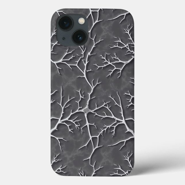 Dark Gray iPhone Case with Branch Textured Relief (Back)