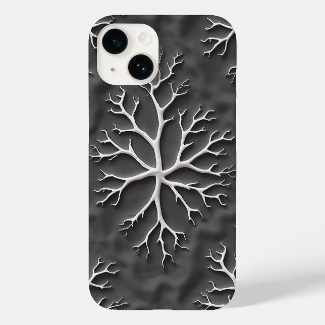 Dark Gray iPhone Case with Organic White Branches (Back)