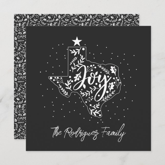 Dark Gray Joy Holiday Leaves Texas Shape (Front/Back)