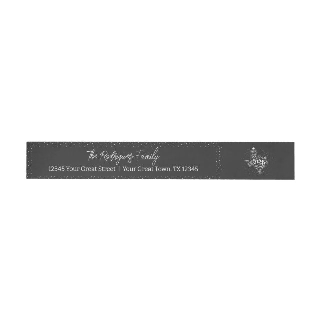 Dark Gray Joy Holiday Leaves Texas Shape Wrap Around Label (Individual)