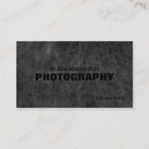 Dark Gray Leather Photography Business Card