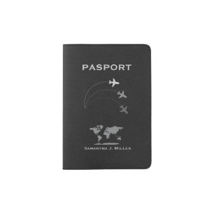 Dark Gray Leather Texture Passport Holder