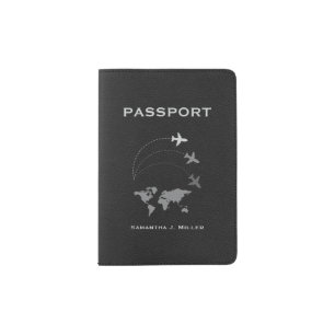 Dark Gray Leather Texture Passport Holder