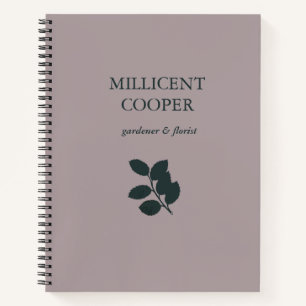 Dark gray leaves silhouette purple notebook