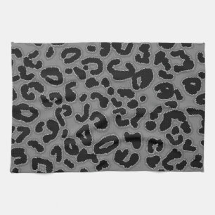 Dark Gray Leopard Animal Print Towel
