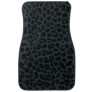 Dark gray leopard print pattern car floor mat