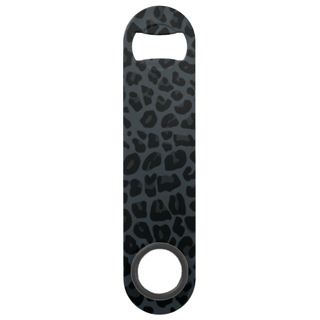 Dark gray leopard print speed bottle opener (Front)