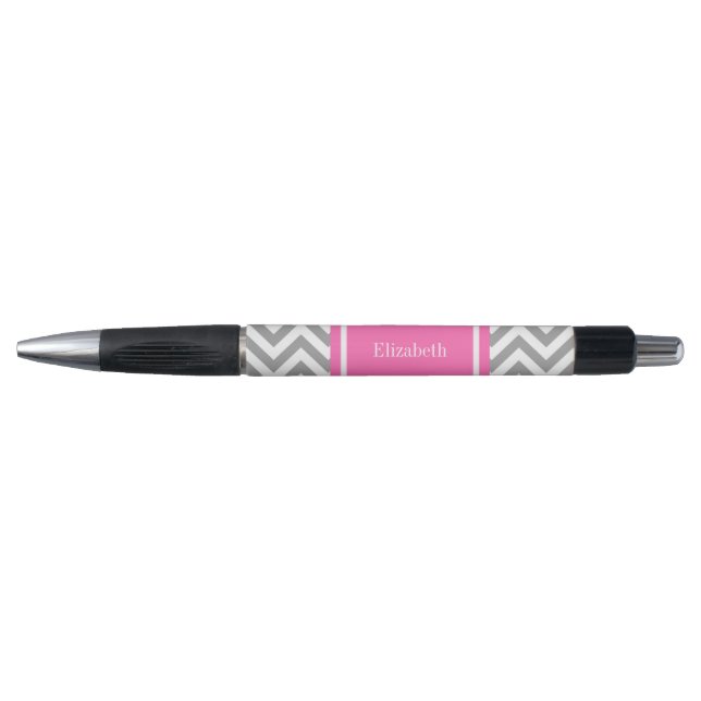 Dark Gray Lg Chevron Hot Pink #2 Name Monogram Pen (Front)