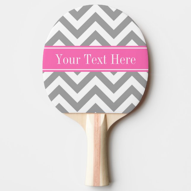 Dark Gray Lg Chevron Hot Pink #2 Name Monogram Ping Pong Paddle (Front)
