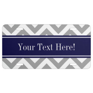 Dark Gray Lg Chevron Navy Blue Name Monogram License Plate