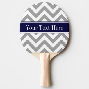 Dark Gray Lg Chevron Navy Blue Name Monogram Ping-Pong Paddle