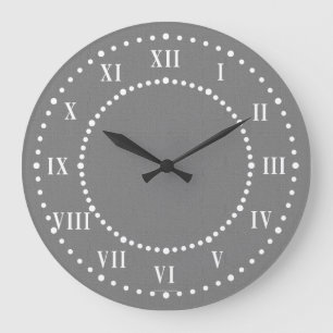Dark Gray Linen Look Roman Numeral Wall Clock