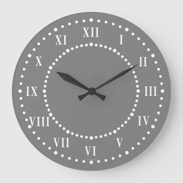 Dark Gray Linen Look Roman Numeral Wall Clock (Front)