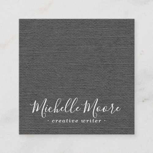 Dark gray linen minimalist elegant professional square business card