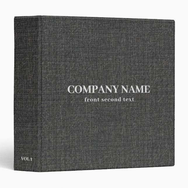 Dark Gray Linen Texture   3 Ring Binder (Front/Spine)