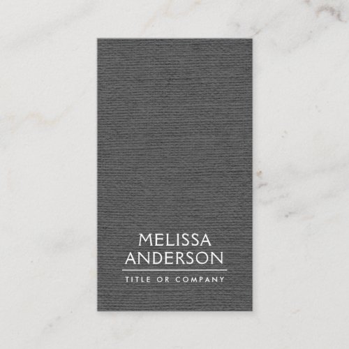 Dark gray linen vertical minimalist professional business card