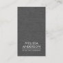 Dark gray linen vertical minimalist professional business card