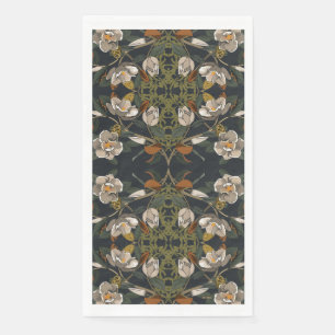 Dark Gray Magnolia Floral Paper Guest Towels