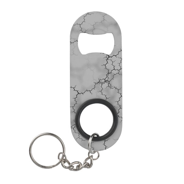 Dark Gray Marble Pattern Keychain Bottle Opener (Front)