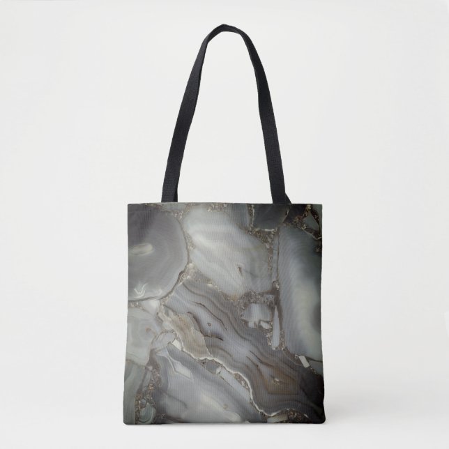 Dark Gray Marble with Gold Vein Tote Bag (Front)