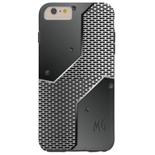 Dark Gray Metallic Look Geometric Pattern Tough iPhone 6 Plus Case