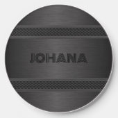 Dark gray metallic stripes design wireless charger  (Front)