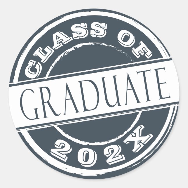Dark Gray Modern Graduate  Classic Round Sticker (Front)