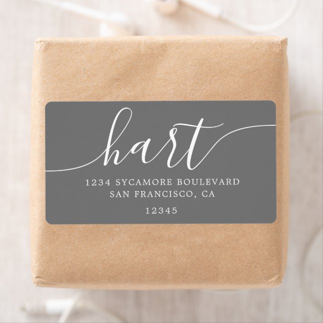 Dark Gray Modern Script Return Address Label (Insitu)