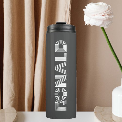 Dark Gray Modern Typography Groomsman Thermal Tumbler