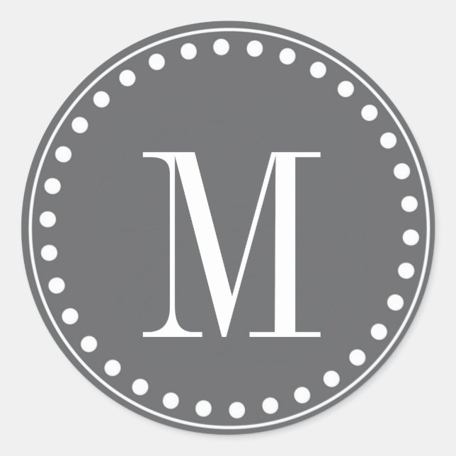 Dark Gray Monogram  Circle Stickers (Front)