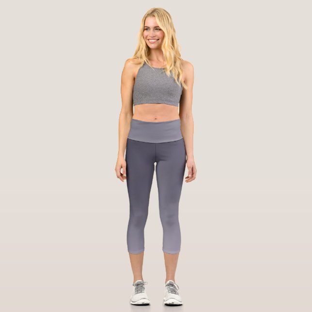 Dark Gray moonlight ombre effect  Capri Leggings (Front)