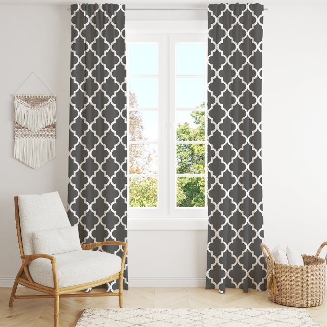 Dark Gray Moroccan Quatrefoil Trellis Blackout Curtains (Creator Uploaded)