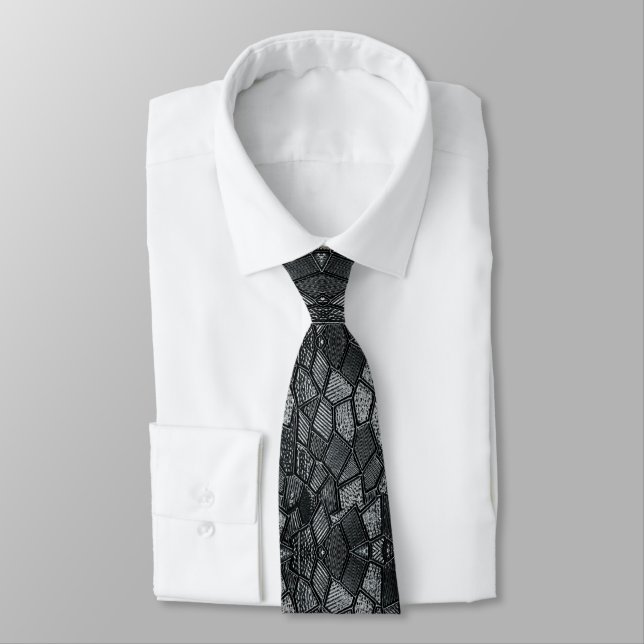 Dark Gray Mosaic Glass Tie (Tied)